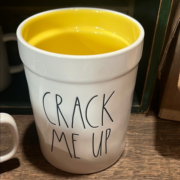 Rae Dunn Other - Rae Dunn White and Yellow Ceramic Container Crack me up crock/utensil holder